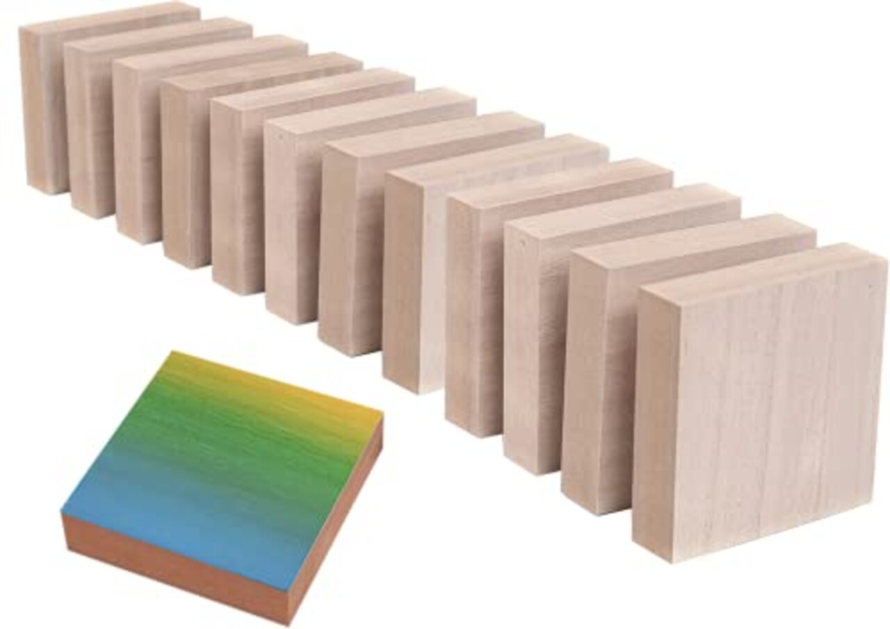 12-Pack) - 4” x 4” Wooden Blocks for Crafts - 1-Inch Thick Square MDF  Blocks - Smooth Surface with Wood Grain Pattern - Highly Customizable Blank  Wood Squares